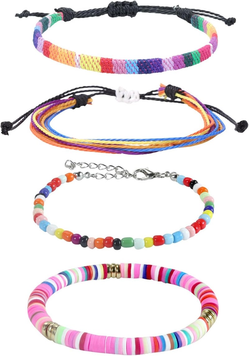 Mannikesi Beach Bracelet Set for Men and Women, Surfer Men Bracelet, Braided Boho Summer Bracelets Adjustable Men's Bracelet Handmade Women Bracelet String Rope Ankle Bracelets Birthday Gift - Image 1